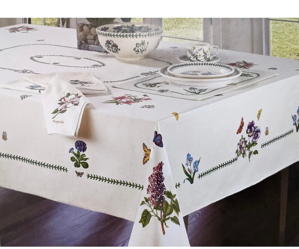 NEW Botanic Garden Portmeirion Tablecloth 60 x 84 Oblong Butterfly Floral
